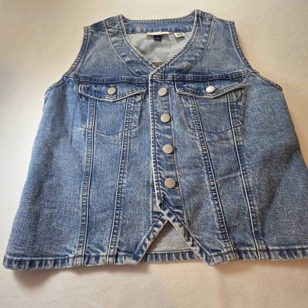 Universal Thread Factory Denim Vest Womens Small Blue Snap Front Jean Jacket - Picture 3 of 16